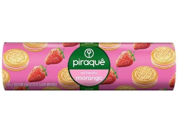 Biscoito Recheado Morango - Piraque - 160 gr