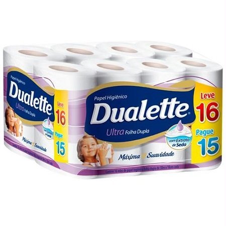 Papel Higiênico - Dualette - Folha Dupla - 16 Rolos