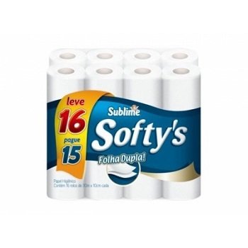 Papel Higiênico - Sublime Softy&#39;s - Folha Dupla - 16 Rolos