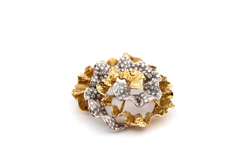 Vintage-Brosche 750er Gold mit Diamanten (22 g)