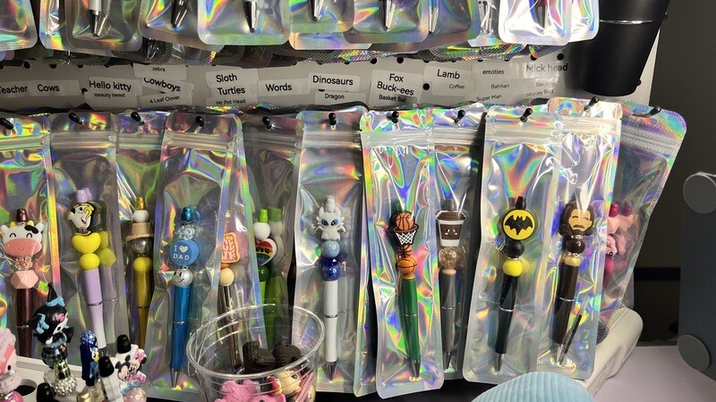 Silicone beaded pens
