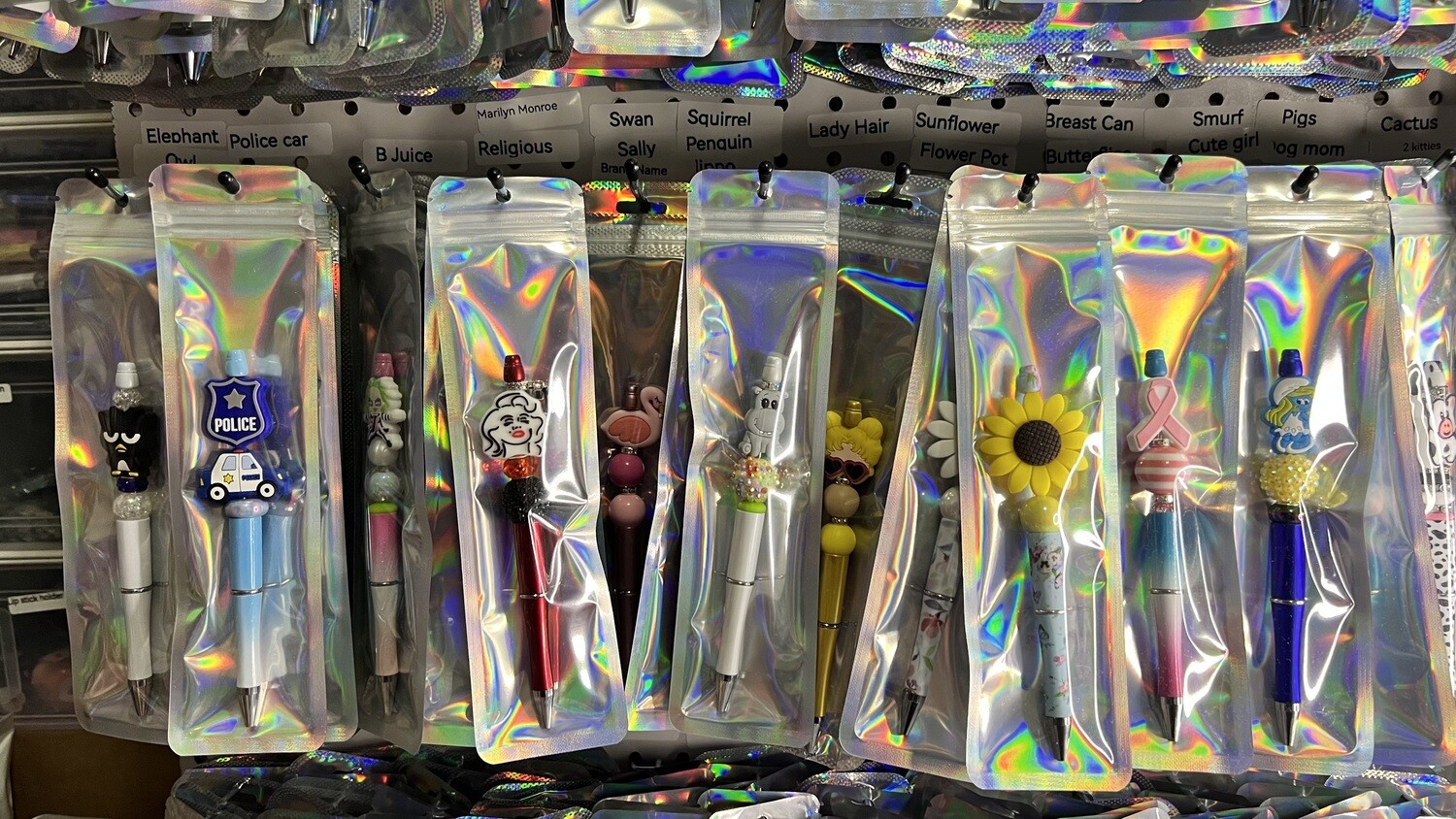 Silicone beaded pens