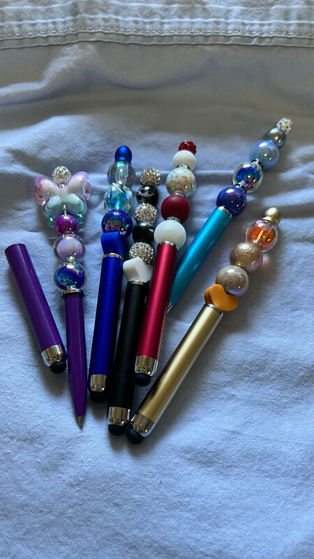 Beaded metal base 2 In 1 Stylist And Gel Pen
