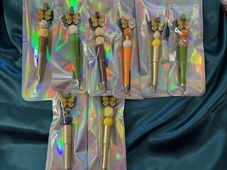 Silicone beaded pens