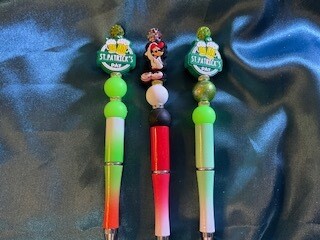 Silicone beaded pens