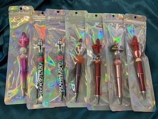 Silicone beaded pens