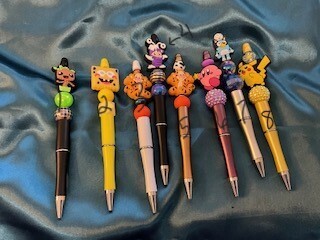 Silicone beaded pens