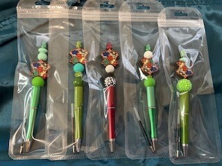 Silicone beaded pens