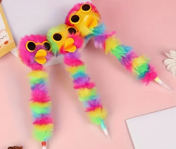 Whimsical Ostrich Plush Ballpoint Pen