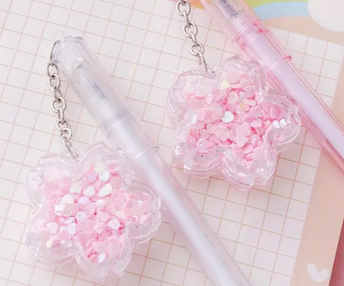 Sequin Flower Pendant Gel Pen