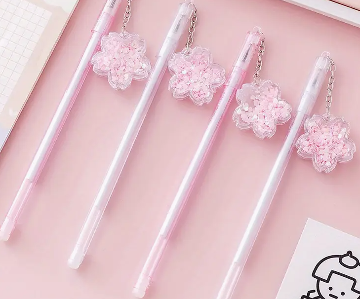 Sequin Flower Pendant Gel Pen