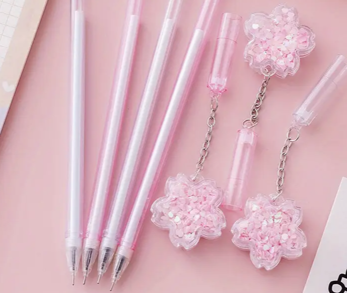 Sequin Flower Pendant Gel Pen