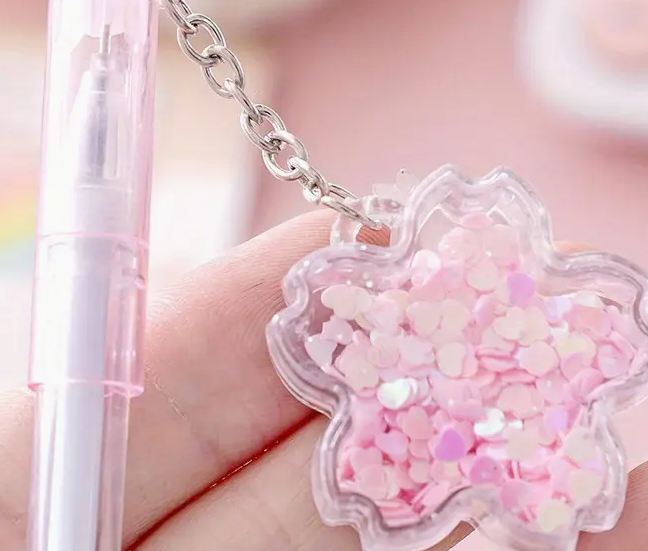 Sequin Flower Pendant Gel Pen