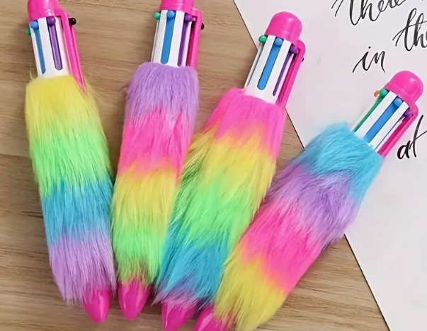 Multicolor Fluffy Pom Pom Ballpoint Pens
