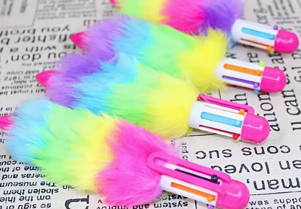 Multicolor Fluffy Pom Pom Ballpoint Pens