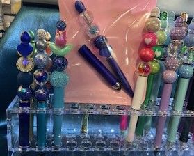Beaded metal base 2 In 1 Stylist And Gel Pen