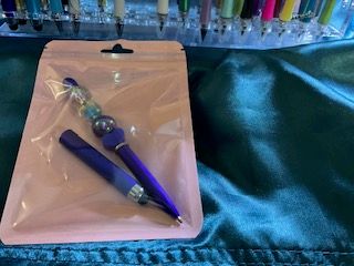 Beaded metal base 2 In 1 Stylist And Gel Pen