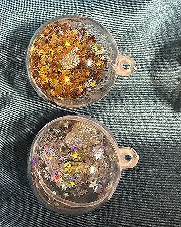 Small Globe one with Gold Stars one with Multi Color Stars and both with White Heart.