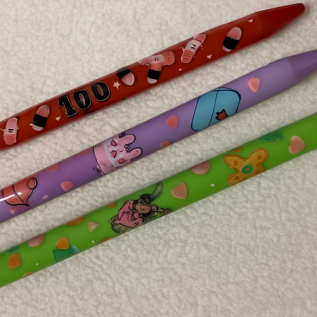 Wrapped Clickable Ink Pens No Beads