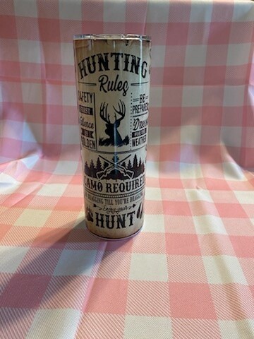 Hunting Rules Deer with American Flag - Stainless Steel - 20 oz