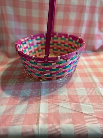 Extra Large Round Pink Bamboo Easter Basket