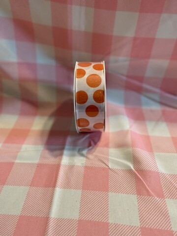 Sugar Dots White/Tangerine Ribbon
