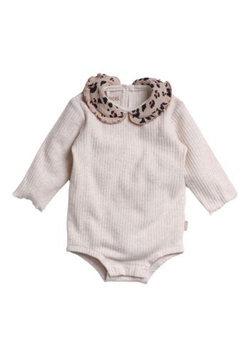 Romper Rib Collar Leopard
