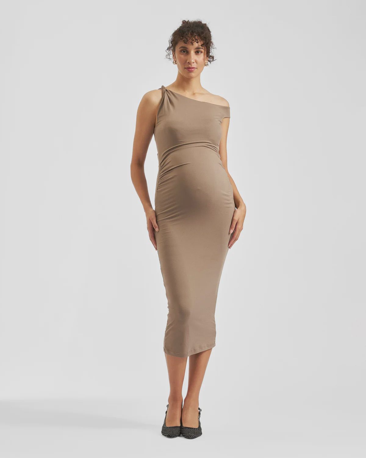Luxe knit off shoulder dress