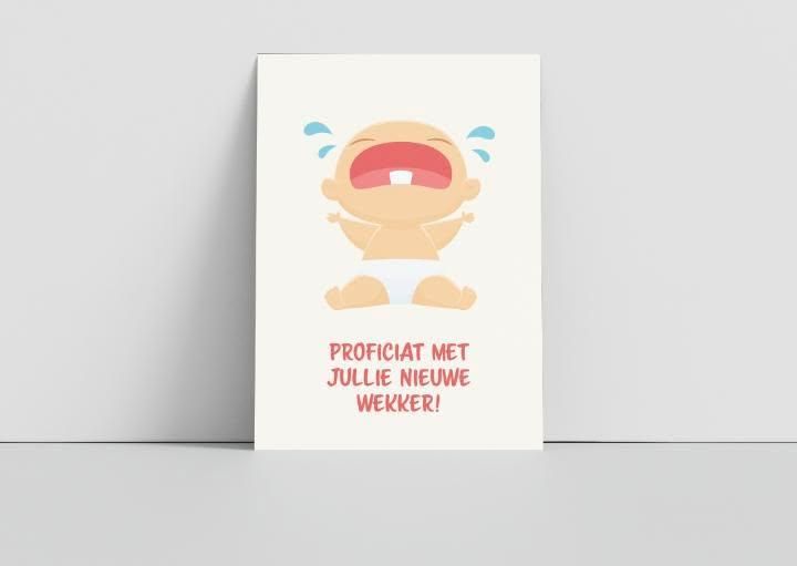 Wenskaart "Proficiat met jullie nieuwe wekker!"