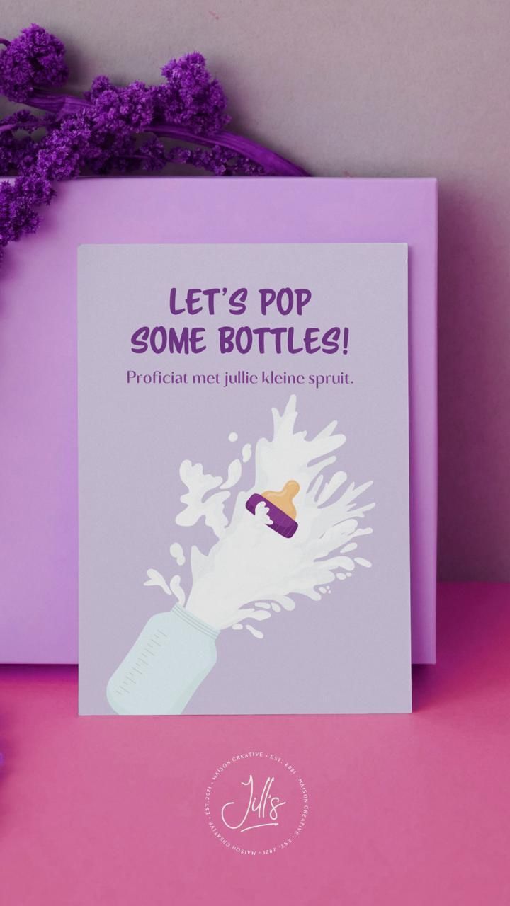 Wenskaart "Let's pop some bottles!"