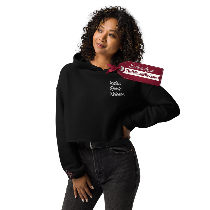 THF Embroidered Relax. Relate. Release. Cropped Hoodie - STYLE 1 - [Multiple Color Options]