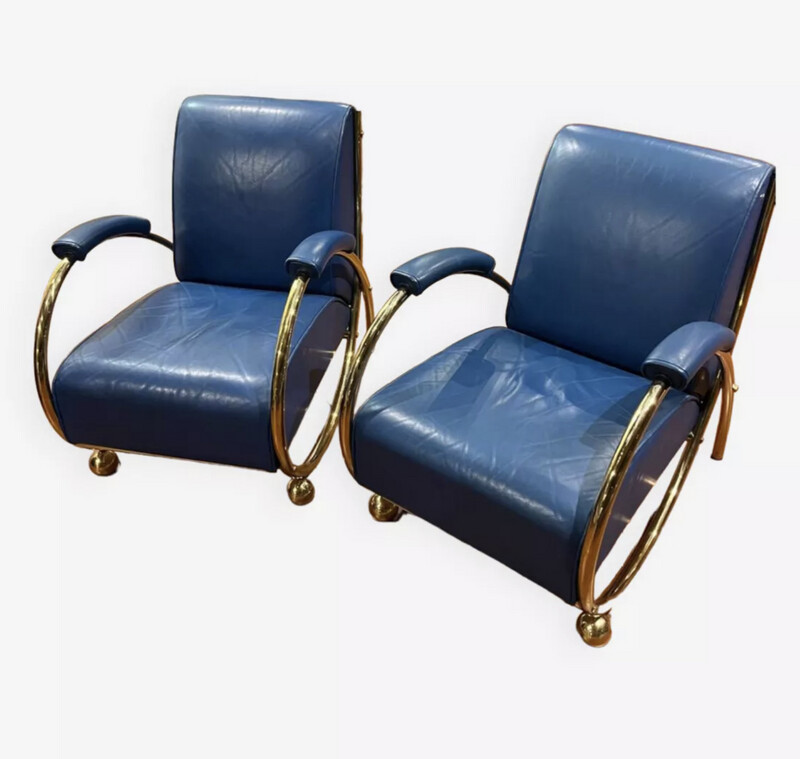 Paire de fauteuil en cuir Valenti