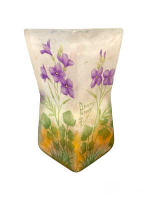 Vase Daum Nancy Quadrangulaire Aux Violettes