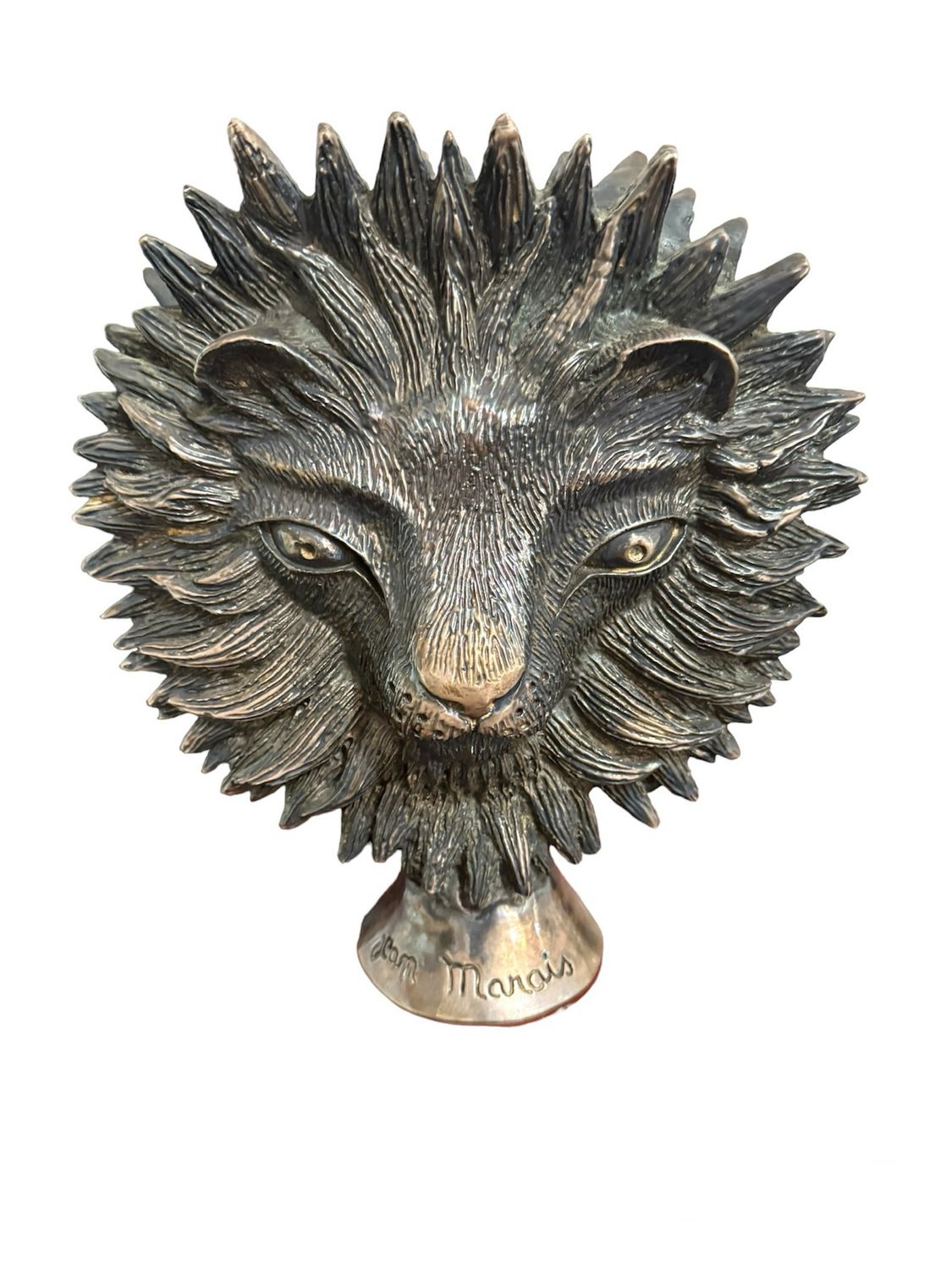 Sculpture Tête de lion en bronze Jean Marais