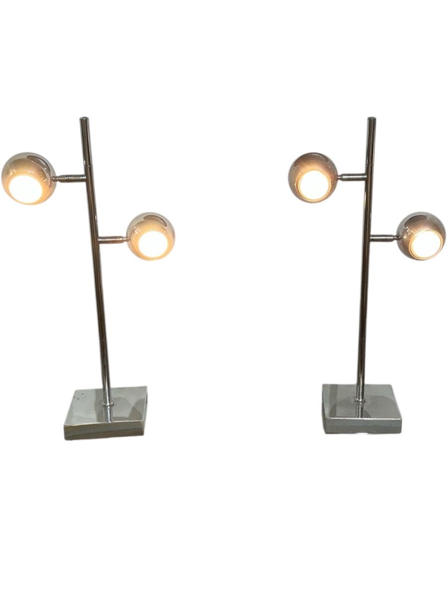 Paire de lampes seylumiere design années 70