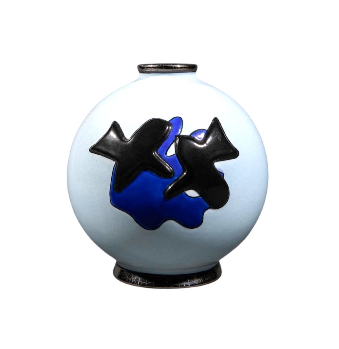 Vase boule en céramique Manufacture des émaux de Longwy d’après Georges Braque (1882-1963)