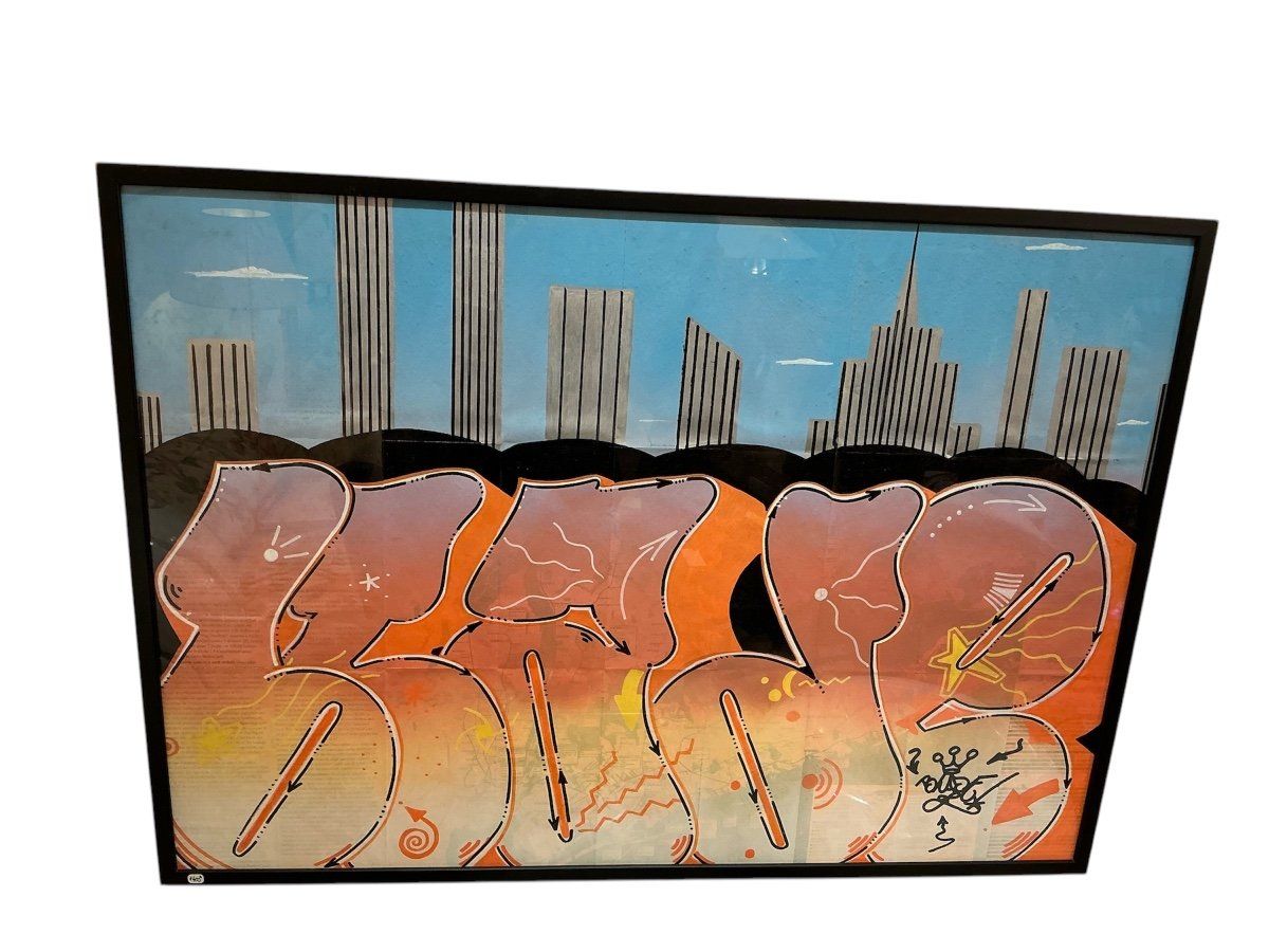 Blade (américain, Né En 1957) Map, 2012 Technique Mixte Sur Map, Signée