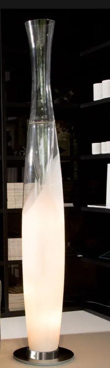 Christophe PILLET (Né en 1959) – Lampe en verre soufflé transparent et fumé blanc