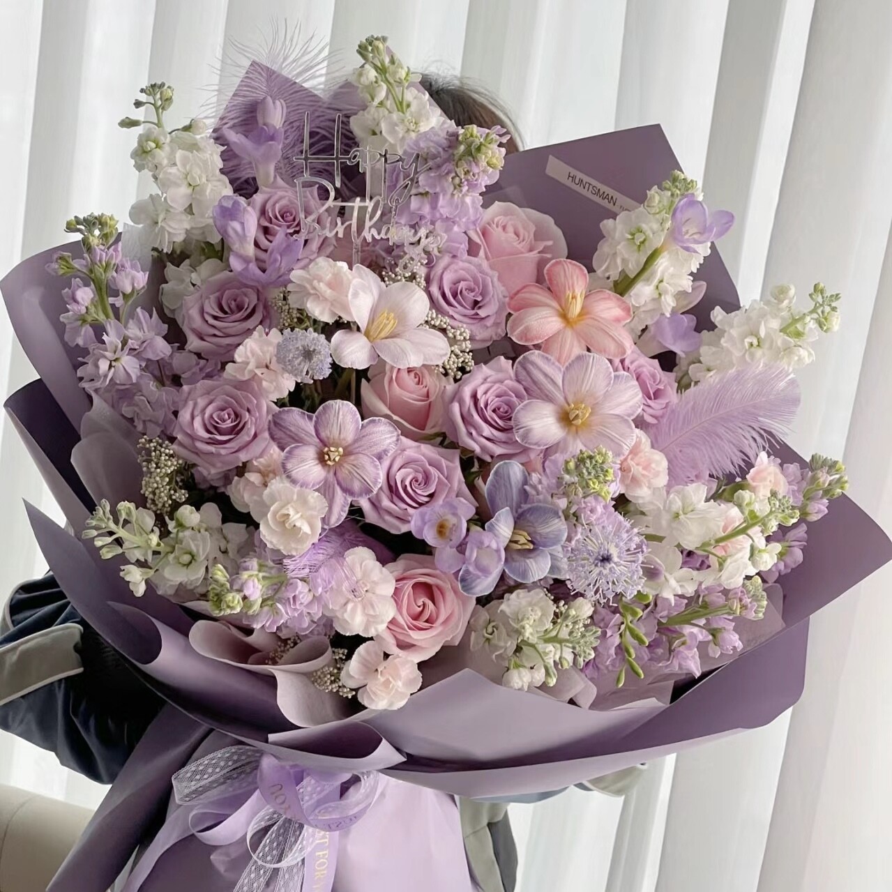 (Purple) Korean Style Solid-Color Flower Bouquets Wrapping Paper 