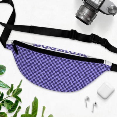 Trippy Purple Checkers Dog Mom Fanny Pack - Matching