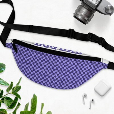 Trippy Purple Checkers Dog Dad Fanny Pack - Matching