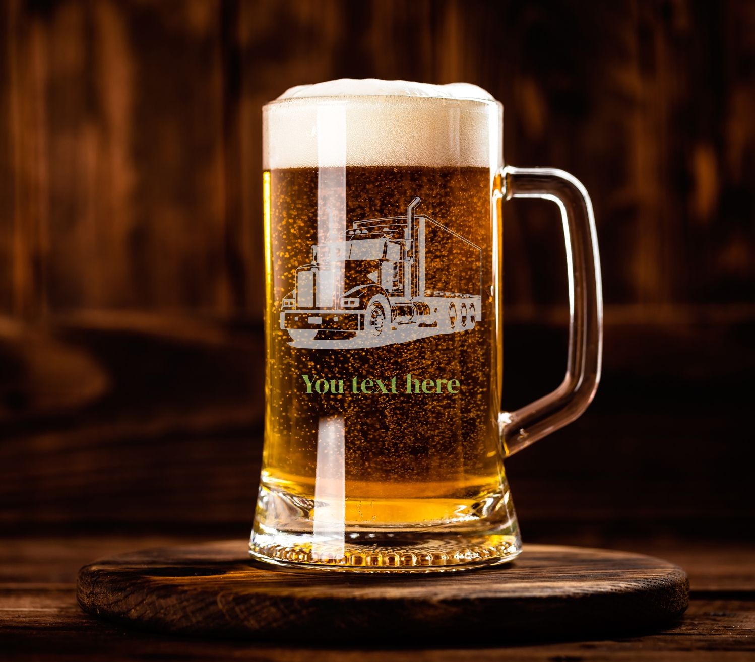 18oz Beer Mug Etched glass