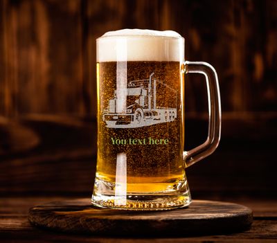 18oz Beer Mug Etched glass