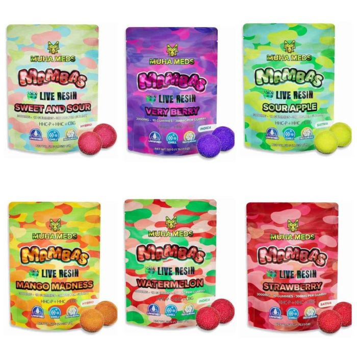 Muha Meds Mambas Live Resin Hhc+Hhc-P+Cbg Gummies - 3000mg - 10 Counts Per Pack