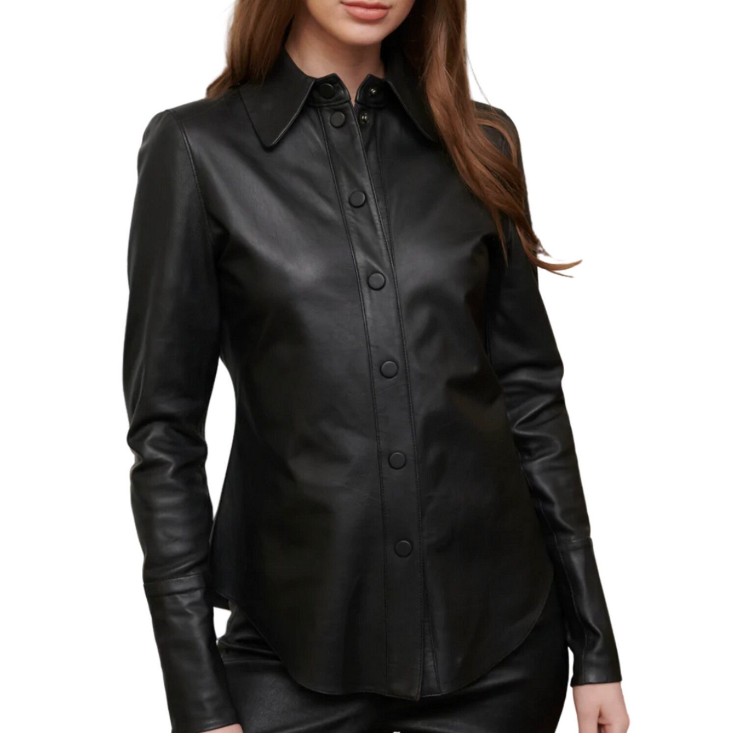 Jakett Sylvie Washed Leather Blouse in Black