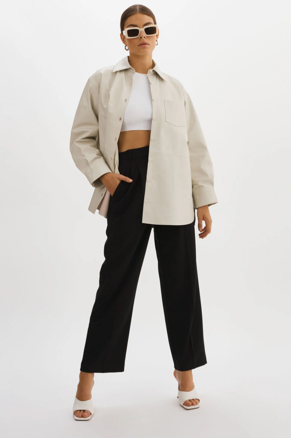 Lamarque Estelle Leather Oversized Shirt Jacket
