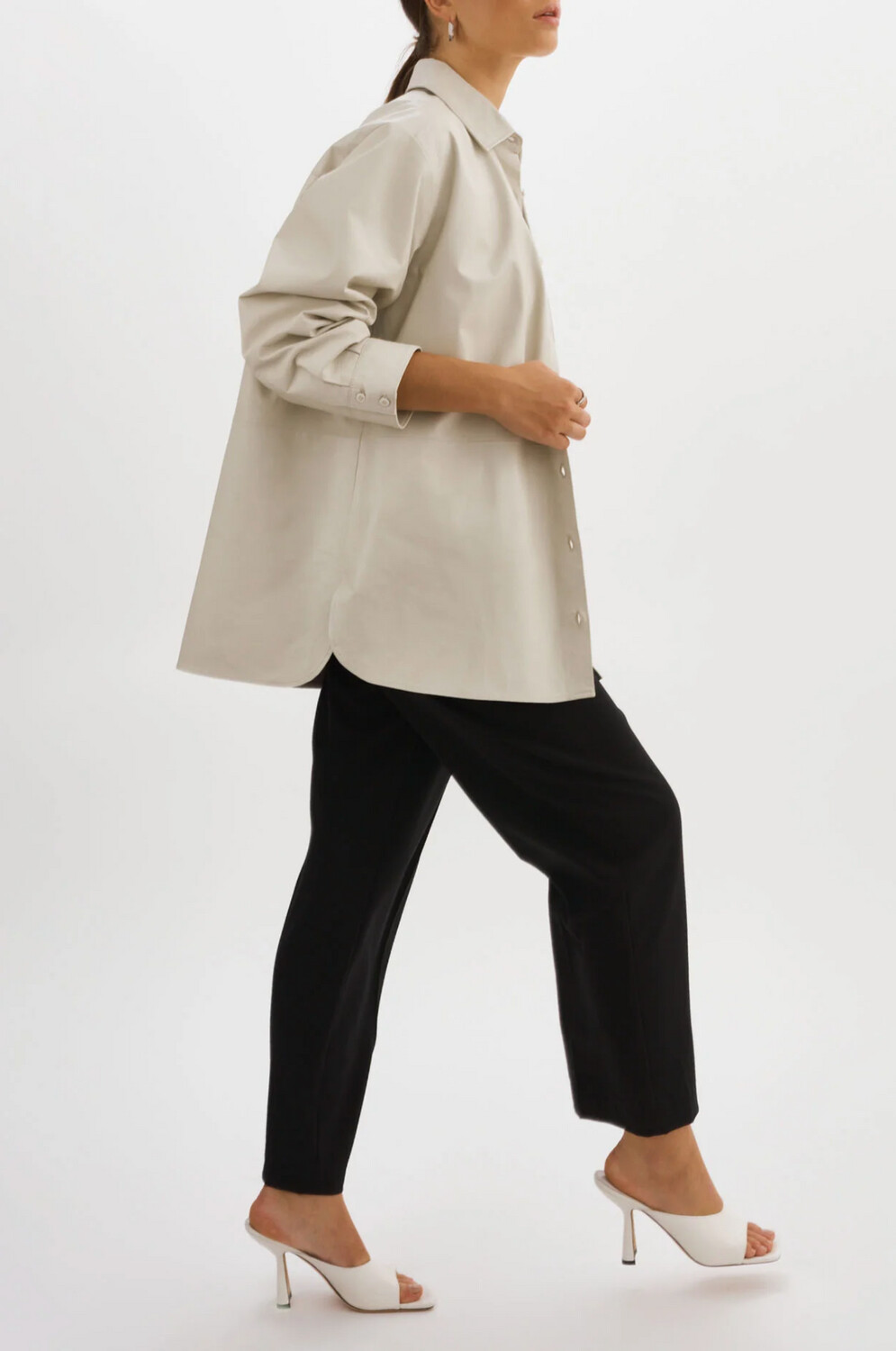 Lamarque Estelle Leather Oversized Shirt Jacket