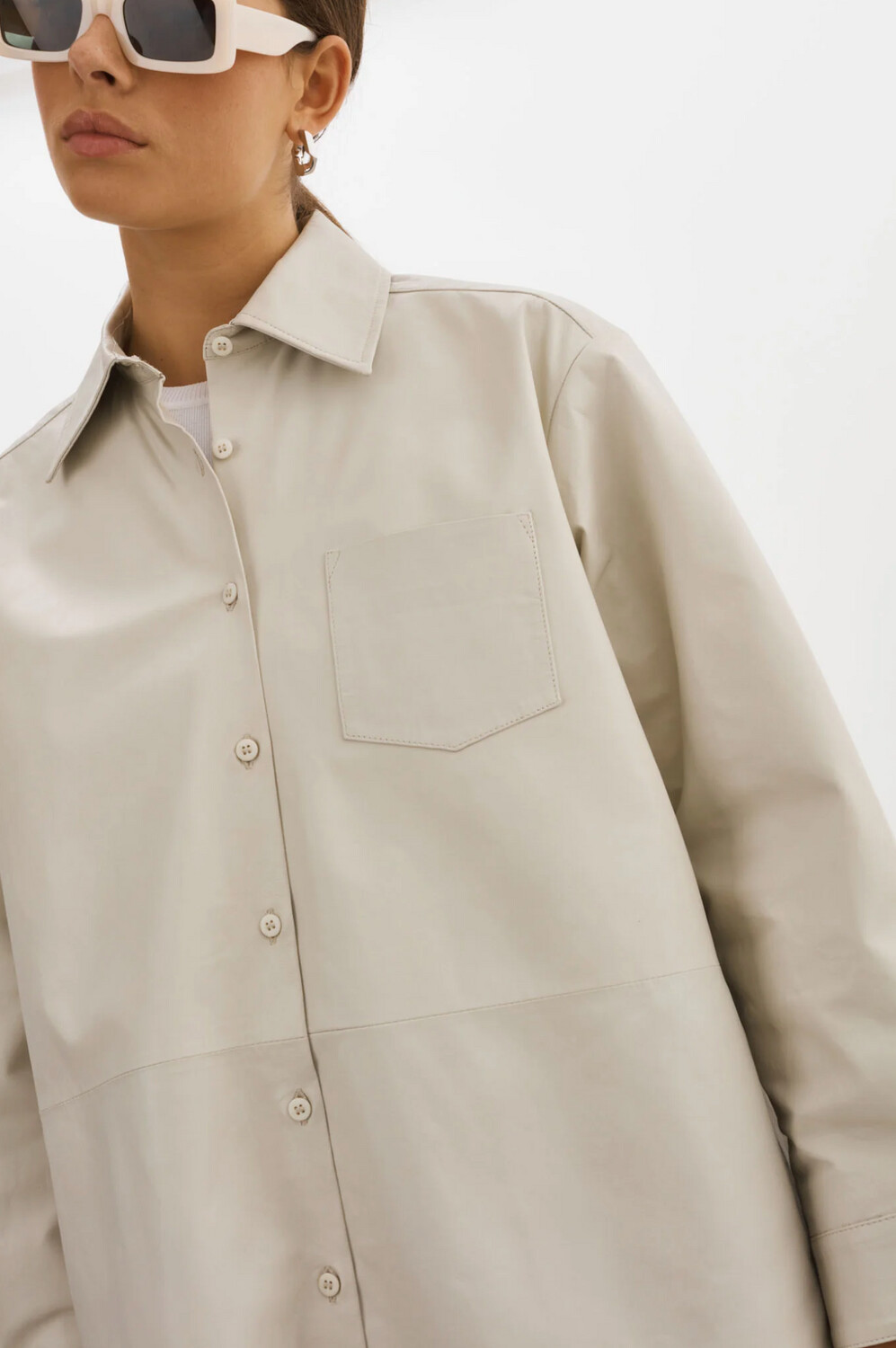Lamarque Estelle Leather Oversized Shirt Jacket