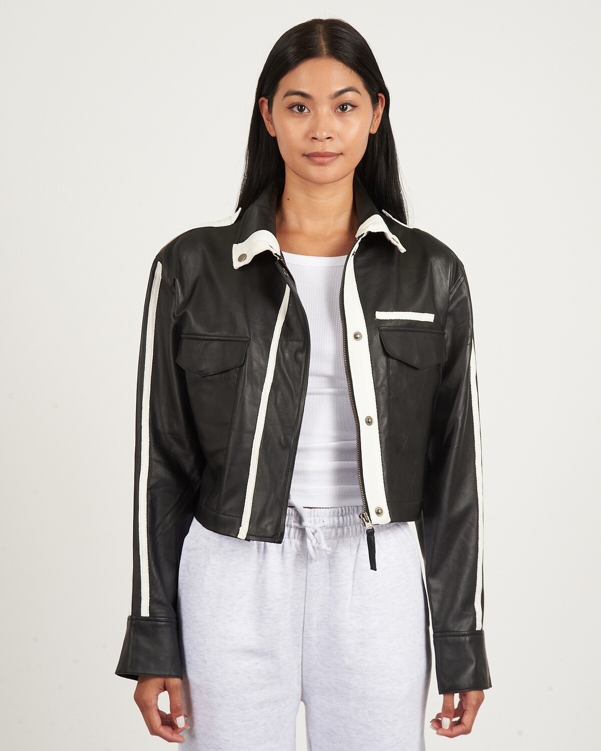 Jakett Toni Matte Leather Jacket in Black, Color: Black, Size: XS