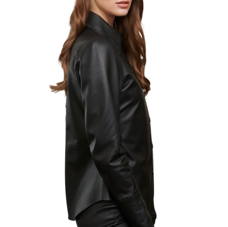 Jakett Sylvie Washed Leather Blouse in Black